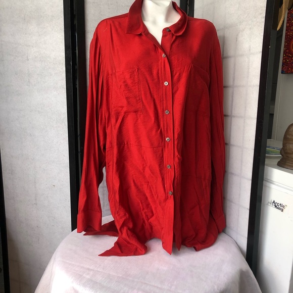 Tunic Westbound women’s 2xl red button up blouse shirt top long sleeves - Picture 3 of 7